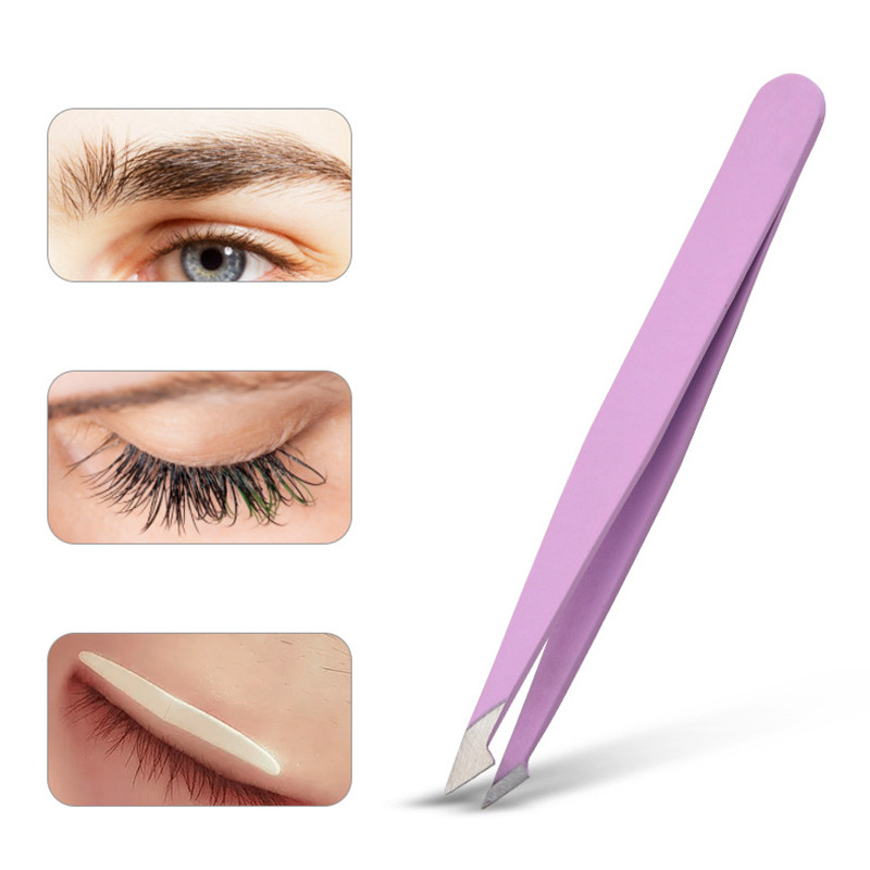 4 buc Pensete pentru îndepărtarea părului Pensete pentru sprâncene din oțel inoxidabil Roz Înclinat negru vârful vârfului Față Instrument de frumusețe pentru machiaj inofensiv