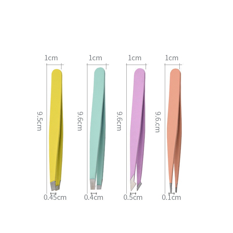 4 buc Pensete pentru îndepărtarea părului Pensete pentru sprâncene din oțel inoxidabil Roz Înclinat negru vârful vârfului Față Instrument de frumusețe pentru machiaj inofensiv