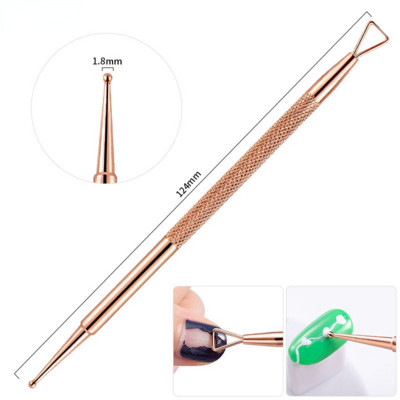 Új rozsdamentes acél Rose Gold Kétfejű Steel Pusher Dead Skin Olló Lakk Gél eltávolító Manikűr Pedikűr Körömápoló eszközök