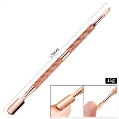 Új rozsdamentes acél Rose Gold Kétfejű Steel Pusher Dead Skin Olló Lakk Gél eltávolító Manikűr Pedikűr Körömápoló eszközök