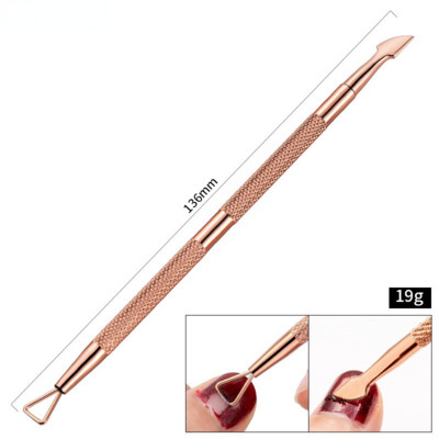 Új rozsdamentes acél Rose Gold Kétfejű Steel Pusher Dead Skin Olló Lakk Gél eltávolító Manikűr Pedikűr Körömápoló eszközök