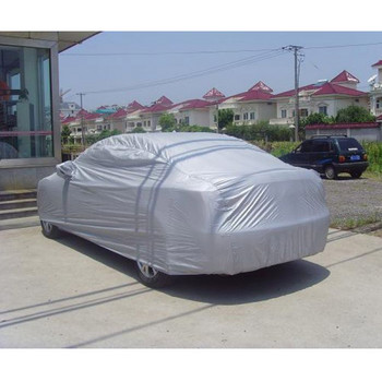 Universal Full Car Covers Snow Ice Dust Sun UV Shade κάλυμμα Αναδιπλούμενο ελαφρύ ασημί κάλυμμα εξωτερικού χώρου αυτοκινήτου αυτοκινήτου Μη αδιάβροχο