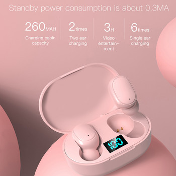 TWS E6S безжични bluetooth 5.0 слушалки цифрови слушалки стерео слушалки led дисплей слушалка спорт за телефон xiaomi iphone