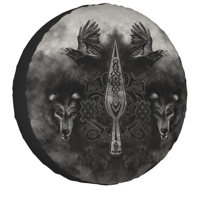Κάλυμμα ελαστικού Gungnir Spear Of Odin για Jeep Mitsubishi Pajero Viking Wolf SUV RV Camper Car Protectors τροχών 14" 15" 16" 17" ιντσών