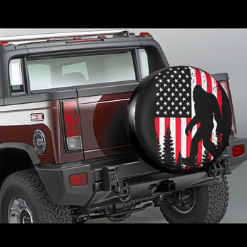Забавен калъф за резервна гума с американско знаме Bigfoot, чанта за Jeep Pajero, водоустойчиви капаци за джанти на кола 14\