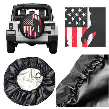 Забавен калъф за резервна гума с американско знаме Bigfoot, чанта за Jeep Pajero, водоустойчиви капаци за джанти на кола 14\