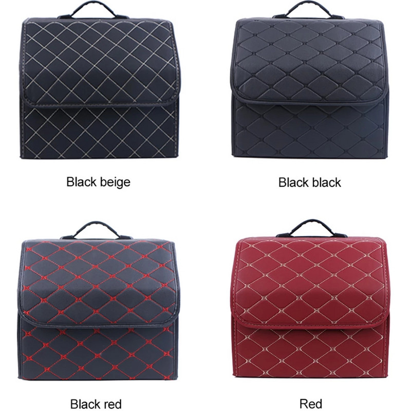 Automobilio bagažinės laikymo dėžė Didelės talpos automatiniai daugiafunkciai įrankiai Sandėliavimo krepšys Sudėjimas Tvarkymas Oda sulankstoma avarinei laikymo dėžei