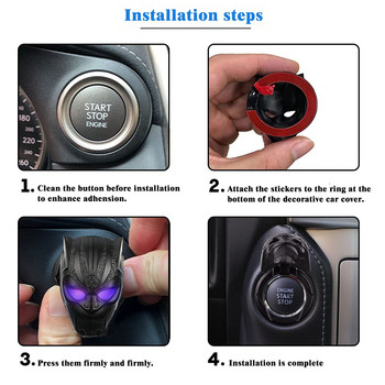 Замяна на бутон за запалване на двигателя на автомобил Super Hero Start Stop-Start Stop Trim Metal Protector for Panther Car Interior Accessory