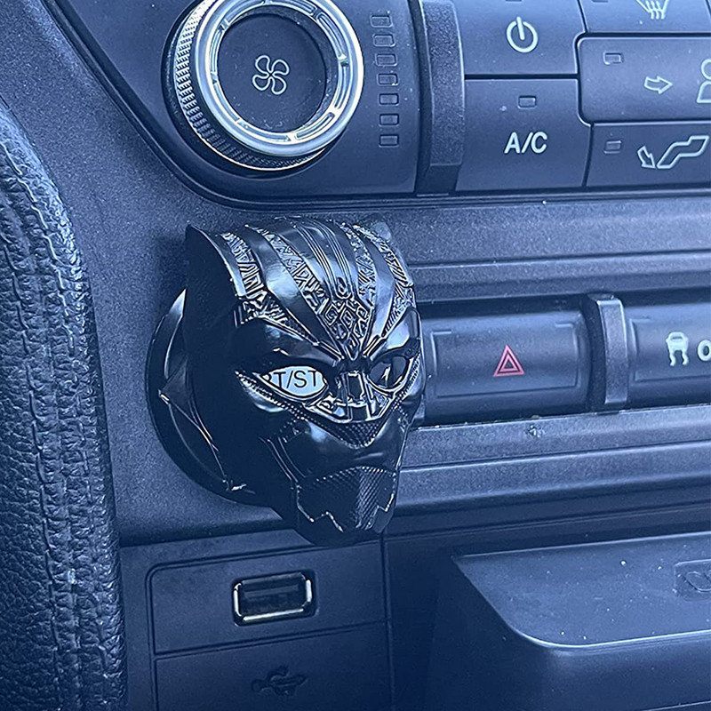 „Super Hero“ automobilio variklio uždegimo užvedimo stabdymo mygtuko pakeitimas-užvedimo sustabdymo apdailos metalinė apsauga, skirta „Panther“ automobilio salono priedui