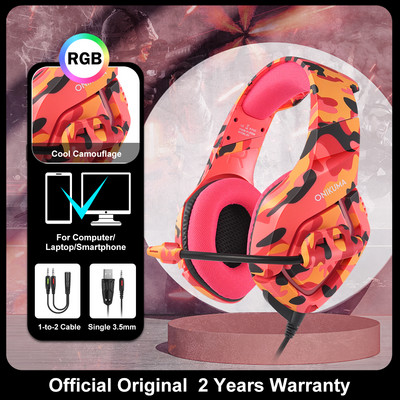 ONIKUMA K1-B Gaming Headset Gamer με ευέλικτα ενσύρματα ακουστικά μικροφώνου για PS4 Xbox One Computer Gamer PC