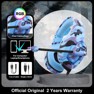 ONIKUMA K1-B Gaming Headset Gamer με ευέλικτα ενσύρματα ακουστικά μικροφώνου για PS4 Xbox One Computer Gamer PC