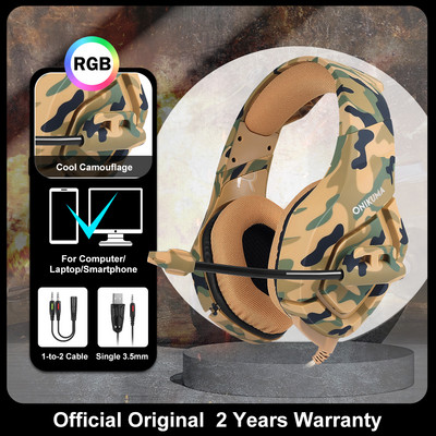 ONIKUMA K1-B Gaming Headset Gamer με ευέλικτα ενσύρματα ακουστικά μικροφώνου για PS4 Xbox One Computer Gamer PC