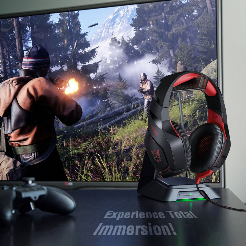 ONIKUMA K1-B Gaming Headset Gamer με ευέλικτα ενσύρματα ακουστικά μικροφώνου για PS4 Xbox One Computer Gamer PC