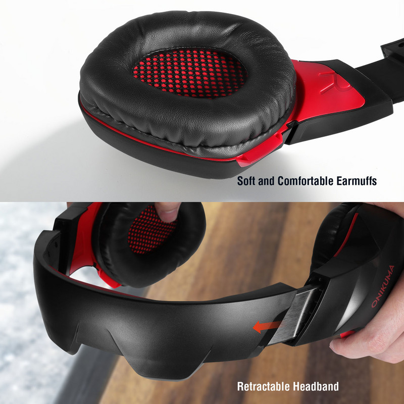 ONIKUMA K1-B Gaming Headset Gamer με ευέλικτα ενσύρματα ακουστικά μικροφώνου για PS4 Xbox One Computer Gamer PC