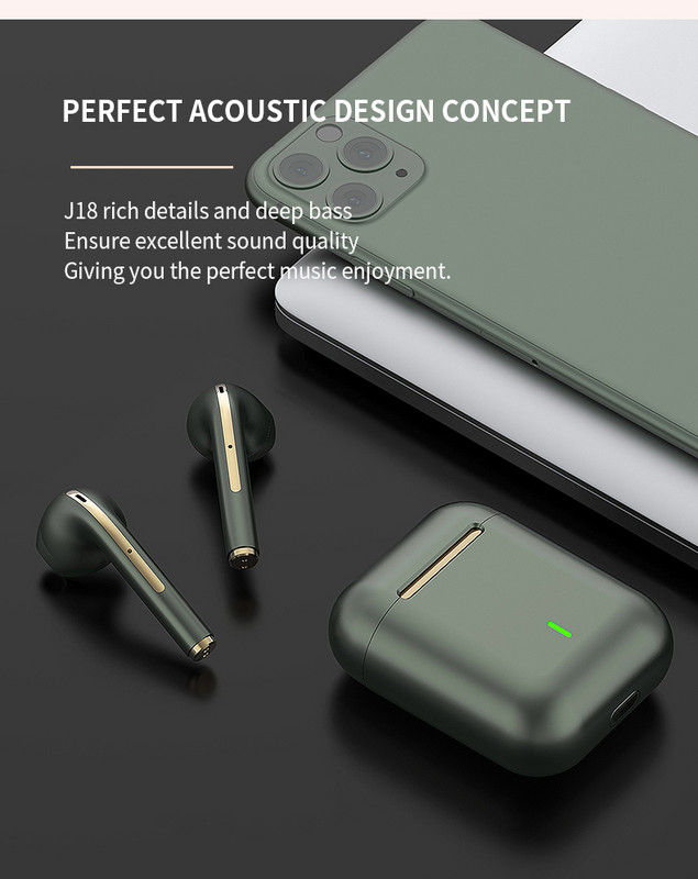 J18 tws bluetooth ausinės HD belaidės ausinės stereo kalba kalba muzika ausinės triukšmą slopinančios ausinės nemokamas pristatymas