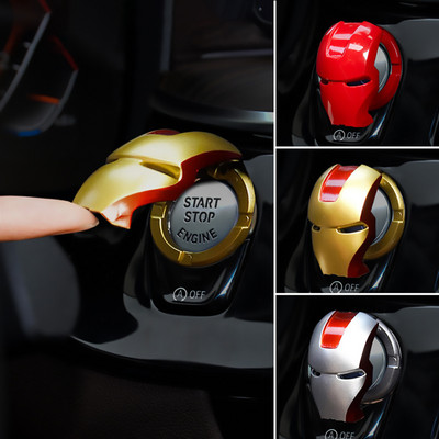 Marvel Iron Man Car Accessories Interior Engine Ignition Start Stop Button Protective Cover Decoration Sticker Auto Style