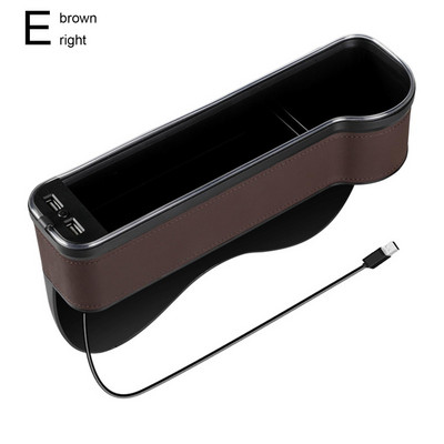 Depozitare în crăpături pentru scaune de mașină Încărcare USB dublă cu LED Gap Catcher pentru scaune Lumină Suport pentru pahare Slituri pentru carduri Aranjare ambientală Buzunar Stow L9D7