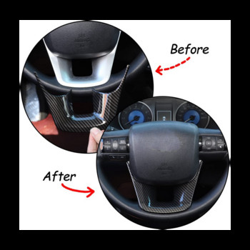Облицовка на капака на волана за Toyota Fortuner 2016-2022 Аксесоари за защита на панела на волана на автомобила ABS въглеродни влакна