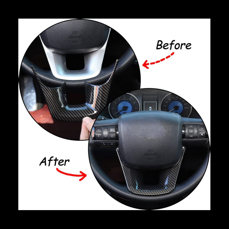 Acoperire pentru capacul volanului Toyota Fortuner 2016-2022 Accesorii de protecție pentru panoul volanului auto ABS Fibră de carbon