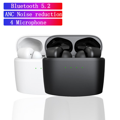 Безжични слушалки Bluetooth 5.2 ANC активно шумопотискане TWS слушалки Deep Bass Earbuds 4-mic ENC Call For iPhone Android