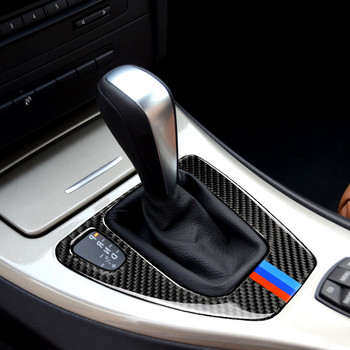 Въглеродни влакна Интериор на автомобила, трансмисия, капак на панела за превключване на скоростите Декоративни стикери за BMW E90 E92 E93 3 Series 2005-2012