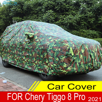 За Chery Tiggo 8 Pro Външен капак за кола Външна защита Пълен сняг Сенник Зимен UV Водоустойчив прахоустойчив Камуфлажен памук