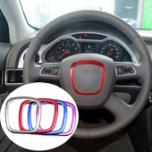Automašīnas apdares vāka uzlīme Chrome stūres rāmja nomaiņa priekš Audi A3 8P S3 A4 B6 B7 B8 A5 A6 C6 Q7 Q5 salona piederumi