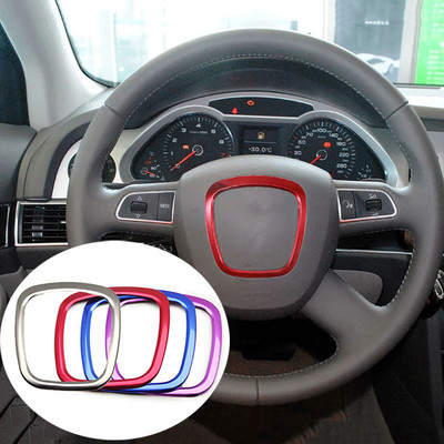 Car Trim Cover Sticker Chrome Steering Wheel Frame Replacement for Audi A3 8P S3 A4 B6 B7 B8 A5 A6 C6 Q7 Q5 Interior Accessories