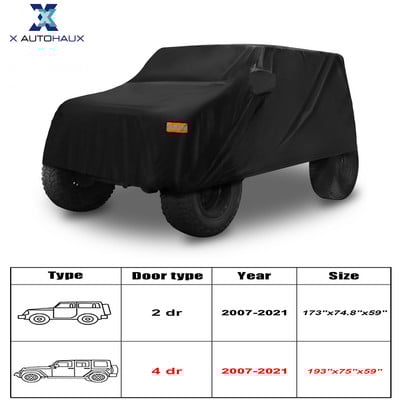 Husă auto X Autohaux pentru Jeep Wrangler JK 2 uși 2007-2017 JL 2 uși 4 uși 2018-2021 în aer liber SUV impermeabil Cap completă pentru Jeep