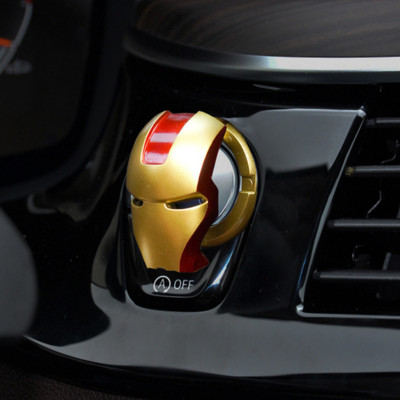 Iron Man Car Κουμπί εκκίνησης με ένα άγγιγμα Προστατευτικό κάλυμμα κινητήρα Διακοσμητικό εκκίνησης Αυτοκόλλητο Αξεσουάρ εσωτερικού αυτοκινήτου Τροποποίηση