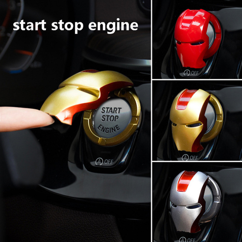 Iron Man Car Buton de pornire cu o singură atingere Capac de protecție Aprindere Motor Pornire Decorare Autocolant Accesorii pentru interiorul mașinii Modificare