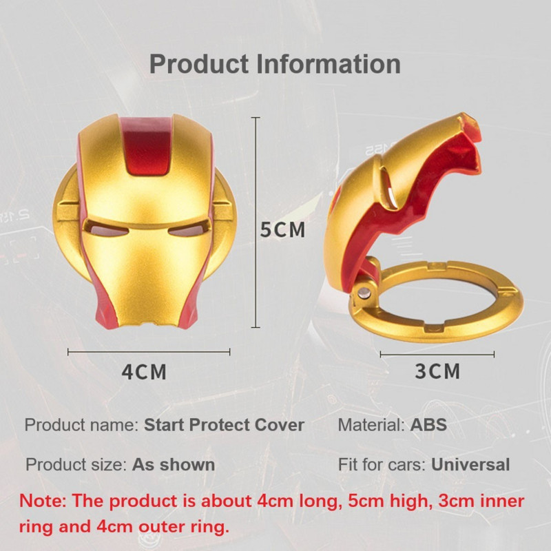 Iron Man Car Buton de pornire cu o singură atingere Capac de protecție Aprindere Motor Pornire Decorare Autocolant Accesorii pentru interiorul mașinii Modificare
