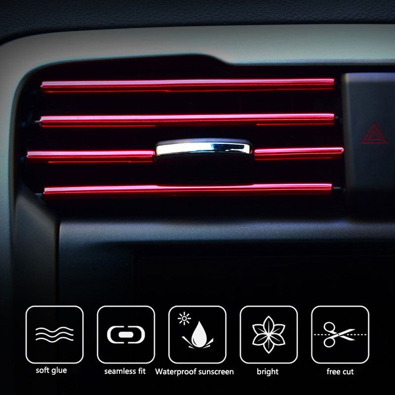 10 vnt 20 cm universalus automobilio oro kondicionieriaus išėjimas Dekoratyvinis U formos lipdymas apdailos juostelės Dekoras Automobilio salono stiliaus priedai