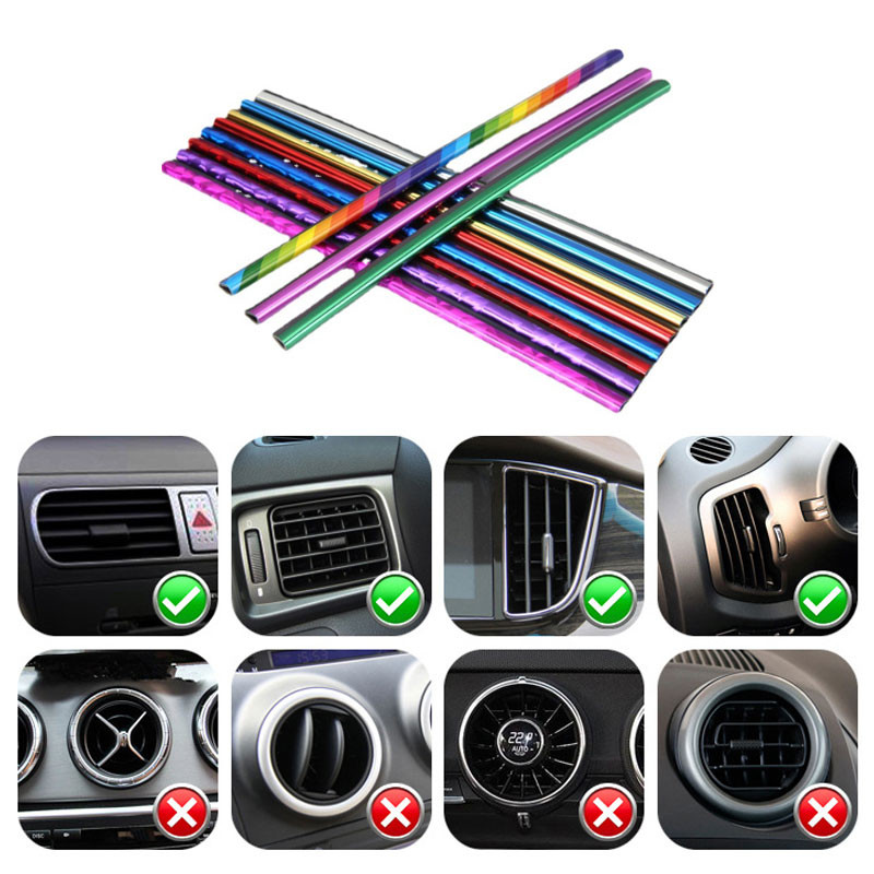 10 vnt 20 cm universalus automobilio oro kondicionieriaus išėjimas Dekoratyvinis U formos lipdymas apdailos juostelės Dekoras Automobilio salono stiliaus priedai