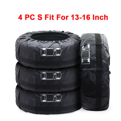 1/4 DB autógumi-takaró tok poliészter autókerék gumiabroncsok tárolótáskák járműgumi-tartozékok porálló védő burkolat