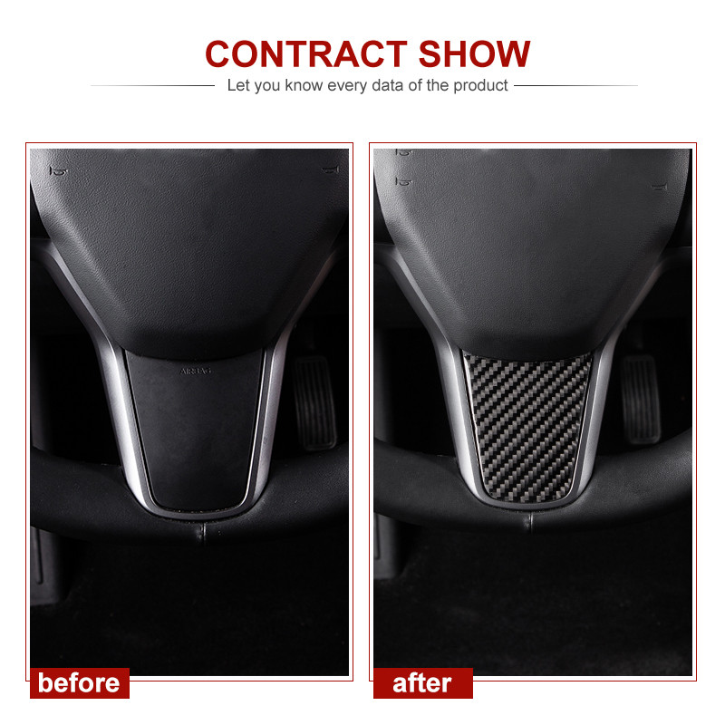 Pentru Tesla Model 3 Y 2021 Accesorii pentru interiorul mașinii Autocolante decorative pentru volan Trim din fibră de carbon