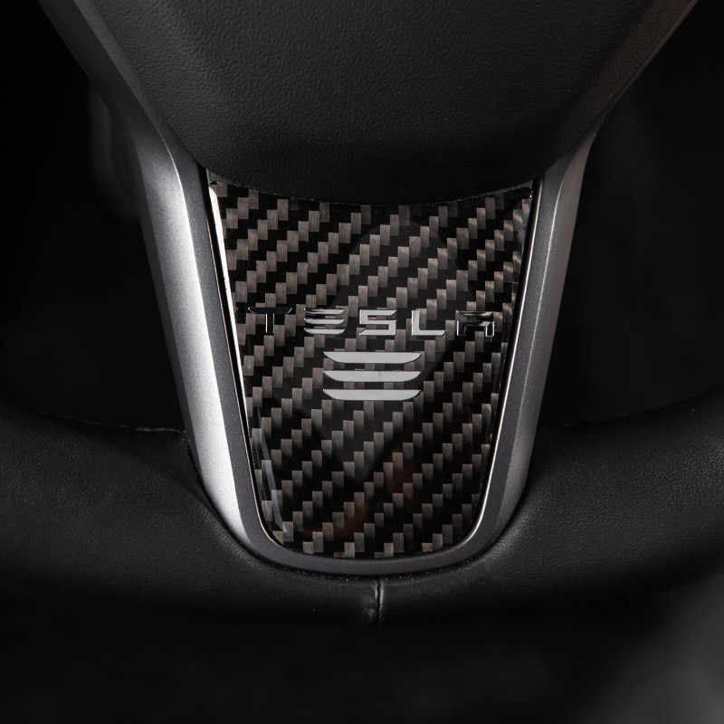 Pentru Tesla Model 3 Y 2021 Accesorii pentru interiorul mașinii Autocolante decorative pentru volan Trim din fibră de carbon