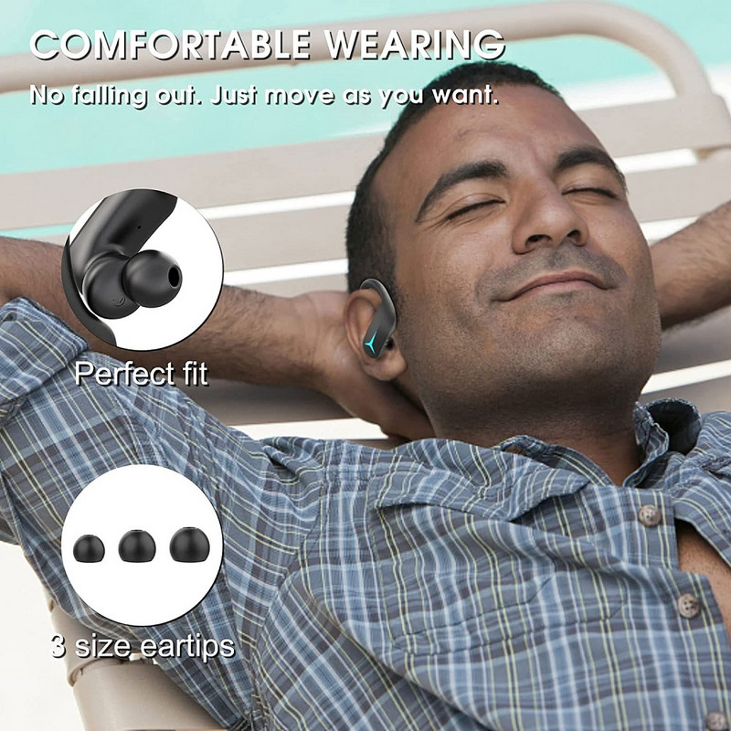 Atsparios vandeniui „Bluetooth TWS“ ausinės belaidės ausinės „Bluetooth 5.0“ su įkrovimo skyriumi „Ausyje“