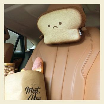Toast Bread Προσκέφαλο αυτοκινήτου-καθίσματος Μαξιλάρι λαιμού-cartoon Μαξιλάρι αυχενικού σπονδύλου-χαριτωμένο μαξιλάρι αυτοκινήτου εσωτερικά αξεσουάρ