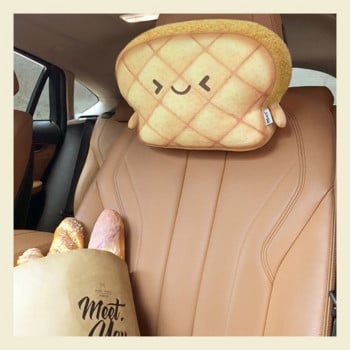 Toast Bread Προσκέφαλο αυτοκινήτου-καθίσματος Μαξιλάρι λαιμού-cartoon Μαξιλάρι αυχενικού σπονδύλου-χαριτωμένο μαξιλάρι αυτοκινήτου εσωτερικά αξεσουάρ