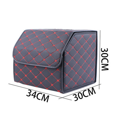 Automobilio bagažinės laikymo dėžutė su dangteliu Sulankstomas PU odinis krepšys didelės talpos laikymo dėžutė Automobilio bagažinės priedų laikiklis