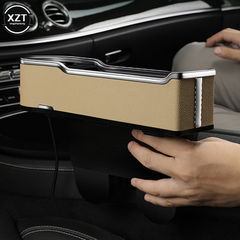 Car Seat Gap Storage Box Organizer αυτοκινήτου με καλώδιο φορτιστή Διπλή θύρα USB Fast Charge Automotive Εσωτερικά αξεσουάρ