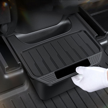 Κουτί αποθήκευσης πίσω καθισμάτων αυτοκινήτου για Tesla Model Y TPE κάτω από το κάδο απορριμμάτων του καθίσματος Auto Organizer Box Model Y 2023 Εσωτερικά αξεσουάρ αυτοκινήτου