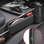 AUTOMECHANIST din piele PU pentru umplerea decalajului scaunului auto Suport pentru telefon Cutie de depozitare interioară pentru crăpături Scaun mașină pentru umplere intermediară Buzunar organizator