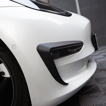 Предна облицовка на острието за Tesla Model 3 2021 Капак на фаровете за мъгла Матирани въглеродни влакна ABS Черно-бели автомобилни аксесоари Model3 Three