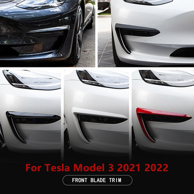 Μπροστινή επένδυση λεπίδας για Tesla Model 3 2021 Κάλυμμα προβολέων ομίχλης Ματ από ανθρακονήματα ABS Μαύρο λευκό Αξεσουάρ αυτοκινήτου Μοντέλο 3