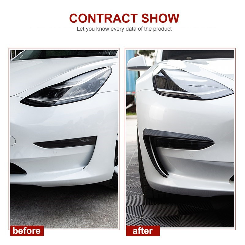 Decorație lamă față pentru Tesla Model 3 2021 Capac far de ceață Fibră de carbon mată ABS Negru Alb Accesorii auto Model3 Three