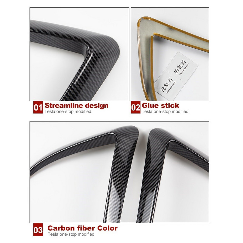 Decorație lamă față pentru Tesla Model 3 2021 Capac far de ceață Fibră de carbon mată ABS Negru Alb Accesorii auto Model3 Three