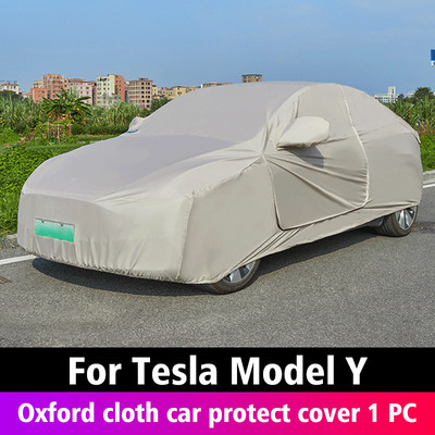 Pentru Tesla Model 3 Model Y Acoperire completă Husă mașină din pânză Oxford în aer liber Protecție împotriva prafului UV Kit impermeabil Accesorii de decorare