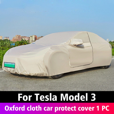 Pentru Tesla Model 3 Model Y Acoperire completă Husă mașină din pânză Oxford în aer liber Protecție împotriva prafului UV Kit impermeabil Accesorii de decorare